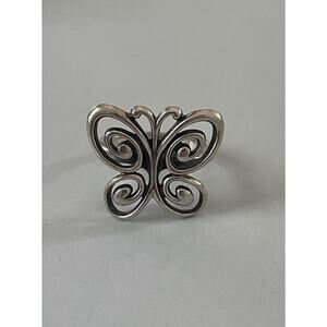 James Avery Retired Large Sterling Silver 3D Abounding Butterfly Ring Size 10